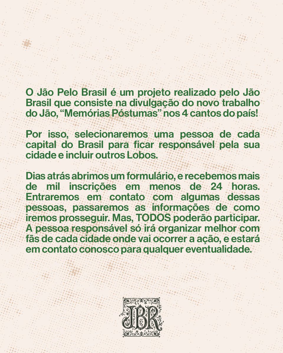 sitejaobrasil's tweet photo. 🇧🇷 JÃO PELO BRASIL, 
01 de agosto. https://t.co/nffY9D7yDU