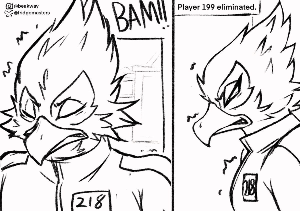 Fridgemasters's tweet photo. Star Fox Squid Game AU - Slippy fucking dies #starfox #starfoxfanart #falcolombardi #slippytoad https://t.co/Wil9SOjs8U