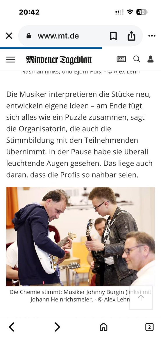 burginjohnny's tweet photo. Made the paper in Porta Westfalica, DE, teaching at Die Blues School-- it's first year and the kids are sounding great.  There's a jam, student and instructor showcase in Petershagen this Saturday, can't wait. https://t.co/QraGnPEoBq