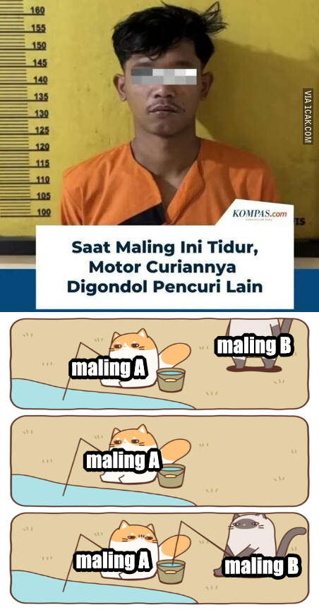 onecak's tweet photo. Ini pencurinya bakal lapor polisi gak karna motornya di curi pencuri lain? https://t.co/taRmaoN3xY