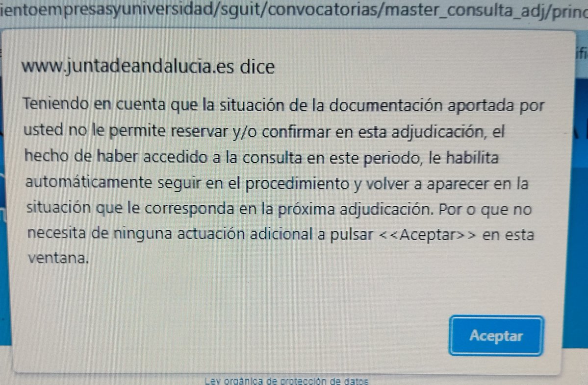 sr_corral's tweet photo. @lauraamirez @Metraino A los provisionales, que les falta documentación, les sale este mensaje para acreditar que tienen habilitada la participación para la siguiente adjudicación. Solo les faltaría aportar título y calificaciones antes del 4/09. https://t.co/Y3i4yZGPbr