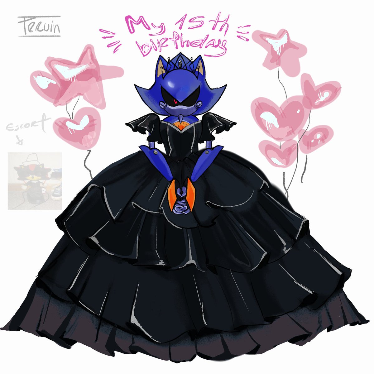 MIKA270325's tweet photo. You are cordially invited to Metal Sonic's quinceañera celebration. 💙 #metalsonic #metadow https://t.co/bgvRQzqmLM