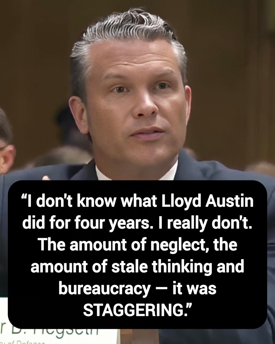 Davidjharris17's tweet photo. Hegseth: “I don't know what Lloyd Austin did for four years. I really don't. The amount of neglect, the amount of stale thinking and bureaucracy — it was STAGGERING.”

Thoughts? https://t.co/6BUOmnG5lH
