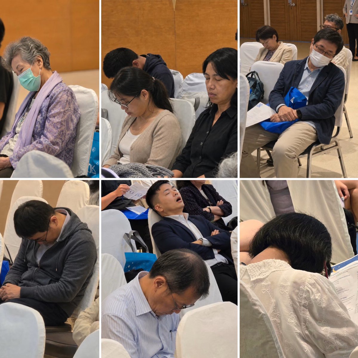 Thainews_PK's tweet photo. あるタイ人医師のFBより😆

「今朝、所長から電話があり、今日ラムカムヘン大学で不眠症に関するセミナーがあり、地元から多くの人が登録しているとのことでした。時間があるなら、立ち寄って様子を見てみたらどうかと言われました。

仕事が忙しく、セミナーの終盤に着いたので、教授が患者さんの入眠を助けるためにどのようなテクニックを使ったのかは聞けませんでした。でも、きっと効果的な方法だったのでしょう。」

(Cr FB หมอเวร)