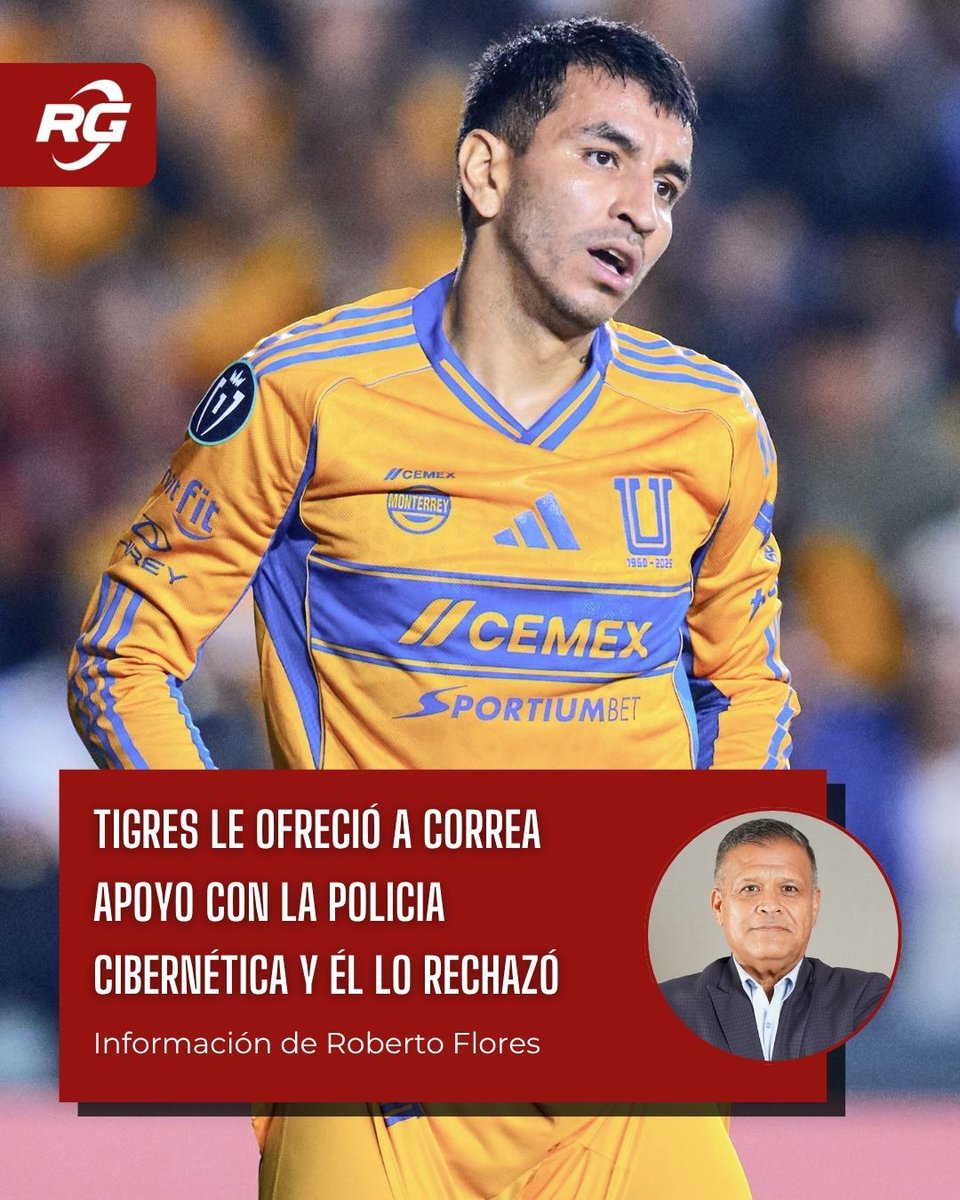 rg690's tweet photo. ¡TIGRES LE OFRECIÓ APOYO CON LA POLICÍA CIBERNÉTICA A CORREA Y ÉL LO RECHAZÓ! 🚨🐯

Hace unos días, Sabrina Di Marzo, esposa de Ángel Correa, denunció en redes sociales que ella y su familia han recibido amenazas, incluyendo mensajes dirigidos hacia sus tres hijas.

Ante esta situación, Tigres le ofreció apoyo al delantero argentino y a su familia, incluso con el respaldo de la Policía Cibernética para investigar los hechos. Sin embargo, Correa decidió rechazar la ayuda del club.

Todo esto ocurre en medio de la polémica por su inminente salida de Tigres rumbo a River Plate.

Información: @betofloresRG690 

#TigresUANL #LigaMX