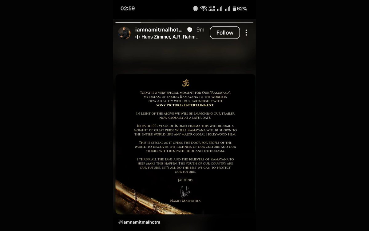 YNandikesh23804's tweet photo. #malhotranamit Fuck you bitch

Postponing just because of Sony
Shame on you 
Playing with audience emotion
#ramayana https://t.co/1F8QrcbOxG