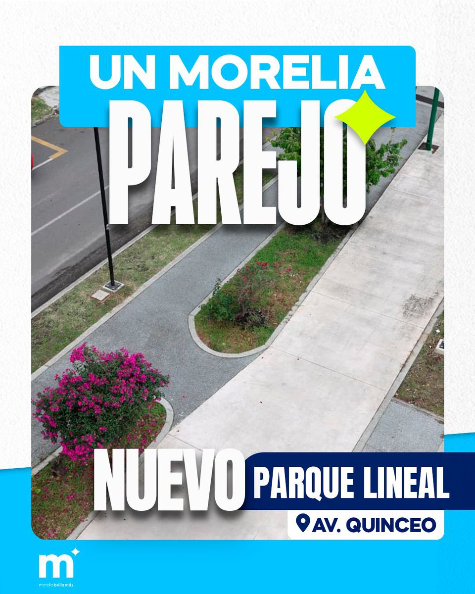 AlfonsoMtz_Mx's tweet photo. 🍃 Ahora los habitantes de la zona norte de la ciudad podrán disfrutar junto a su familia del nuevo Parque Lineal de avenida Quinceo.

#MoreliaBrillaMás✨ https://t.co/h8deDvahTU