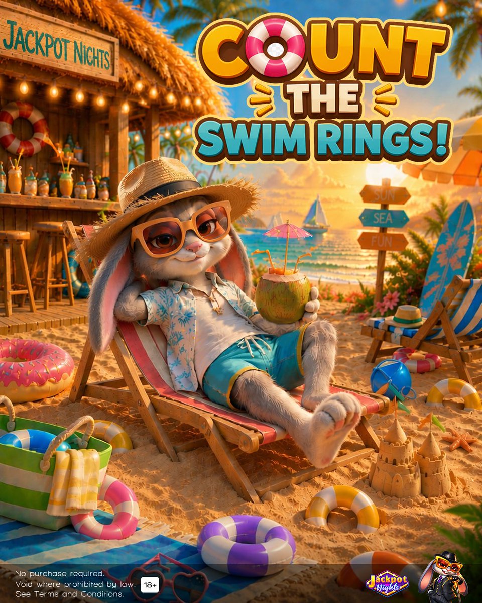 JackpotNights's tweet photo. 🏖️ How Many Swim Rings Can You Spot? 🛟👀
Think you've got sharp eyes? 👀
Count all the swim rings hidden in the picture and tell us your answer!
👍 LIKE this post
 💬 COMMENT the total number below!
🎁 Lucky players with the correct answer may receive a mystery reward! 🍀
Good luck—and don't miss a single one! 🏖️✨
🎰 Play now:
 https://t.co/vXpVsBuQb4
#JackpotNights #LuckyChallenge