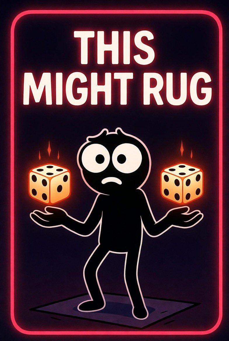 thismightrug's tweet photo. Market is risk-off today.

BTC dipping.
Oil pumping.
Clarity Act odds falling.

Meanwhile $MIGHTRUG is just sitting here being honest:

This might rug.

But what if it doesn’t?

Drop your SOL address if you want free tokens on launch 👀

(Must be following) https://t.co/STYCplNSzb