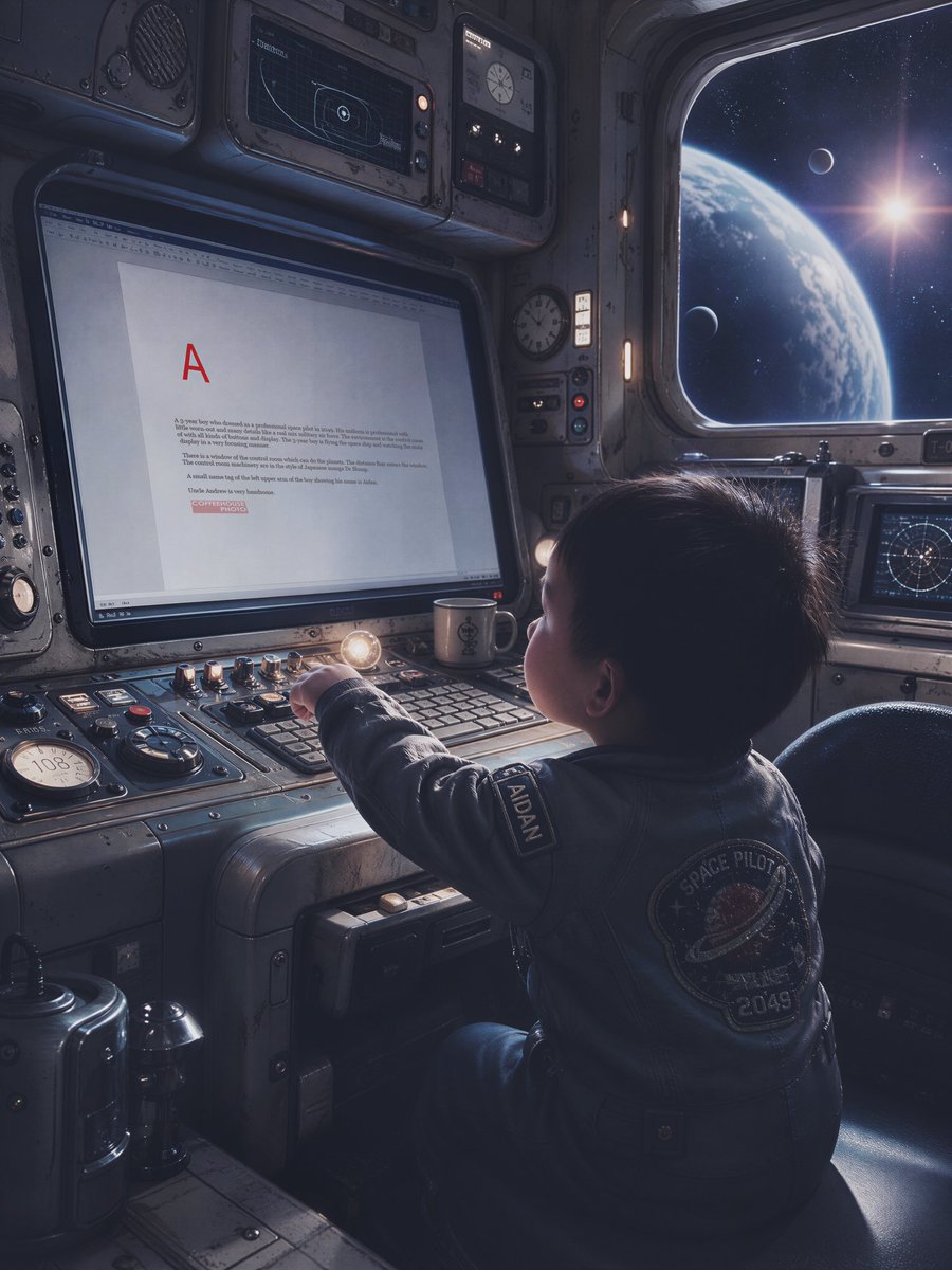 AndrewCoffee007's tweet photo. 願你有天揸火箭，帶我到太空𥚃。
I wish someday my nephew will bring me to the Outer Space.

Space Pilot : Aidan Yao ( my young nephew )
Photo : Andrew Wong ( his old uncle )

#spacepilot #outerspace #ai #art #photo https://t.co/DFYZLtSyzS