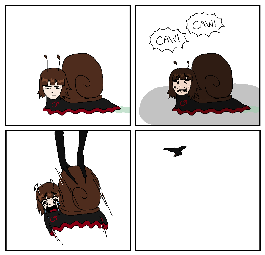 burgermoder's tweet photo. i really like the boymoder snail i see people draw so i drew her getting taken away... https://t.co/x9mNzDq2yf
