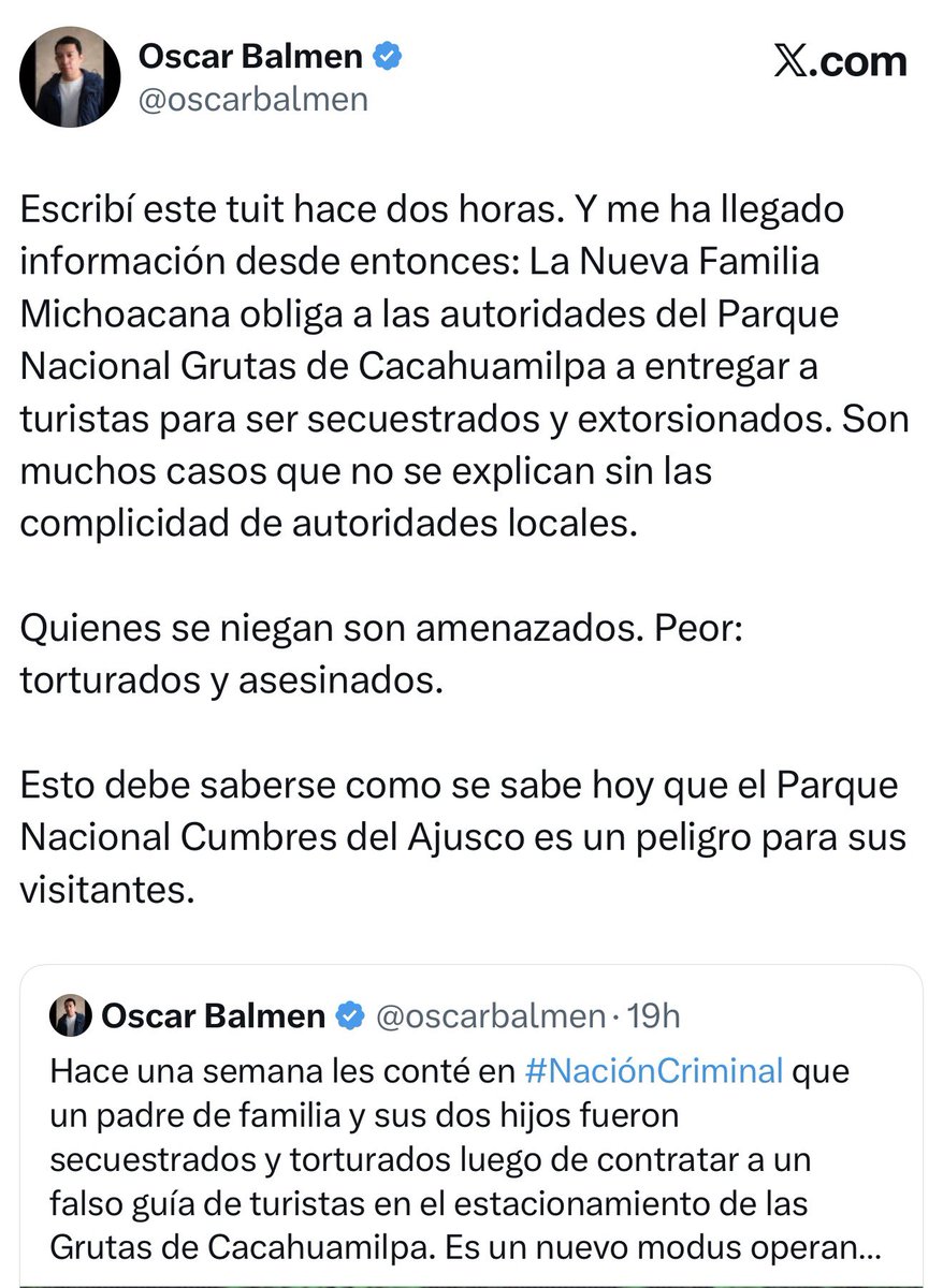 PamCerdeira's tweet photo. ⚠️ Esto es gravísimo. El crimen organizado forzando a autoridades del Parque Nacional Grutas de Cacahuamilpa a ponerles turistas para secuestrarlos y/o extorsionarlos. https://t.co/yeuy1WOSPJ