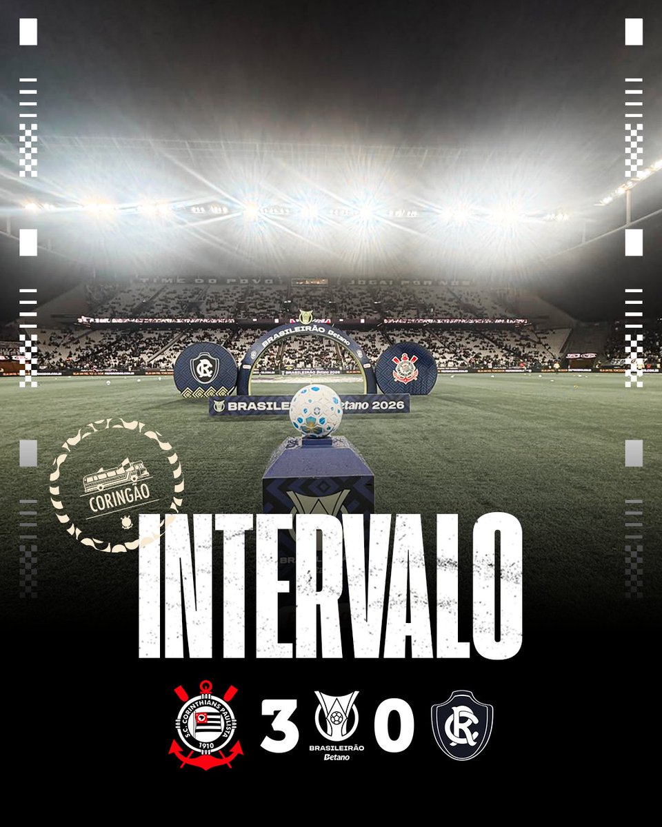 Corinthians's tweet photo. 1T | 49 min: final de primeiro tempo na Casa do Povo!

#SCCPxREM (3-0)
#VaiCorinthians https://t.co/6jpUiY3g9d