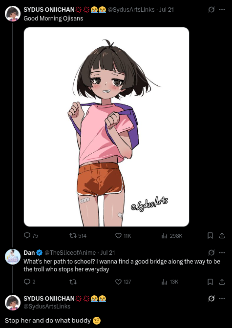 deadh0es's tweet photo. lolicons talk like this then swear they're not pedophiles https://t.co/AR9nw92Jwe