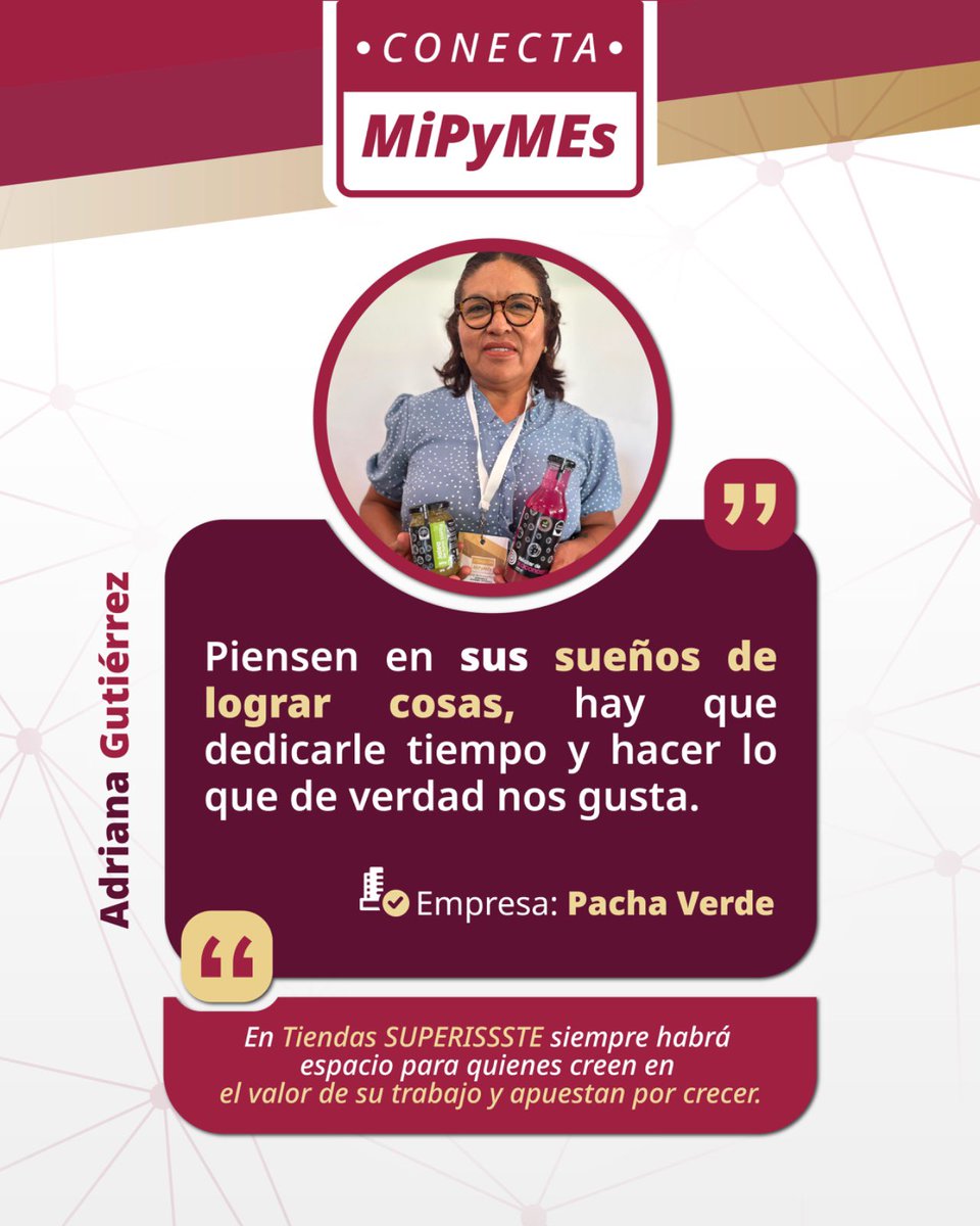 TUSUPERISSSTE's tweet photo. ❤️ Las grandes historias comienzan con un sueño.

En la 2.ª Feria #ConectaMiPyMEs, emprendedoras y emprendedores comparten cómo #SUPERISSSTE impulsa el crecimiento de sus negocios y acerca sus productos a más familias.

#TuProductoEnSUPERISSSTE 🇲🇽 https://t.co/xjvLORjeB4