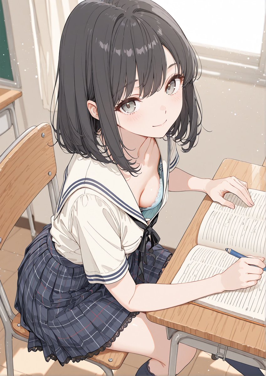 jack2244's tweet photo. 「あ、おはよう！」
『うん、おはよう(今日は水色…)』
 #AIイラスト https://t.co/m3v2Um6534