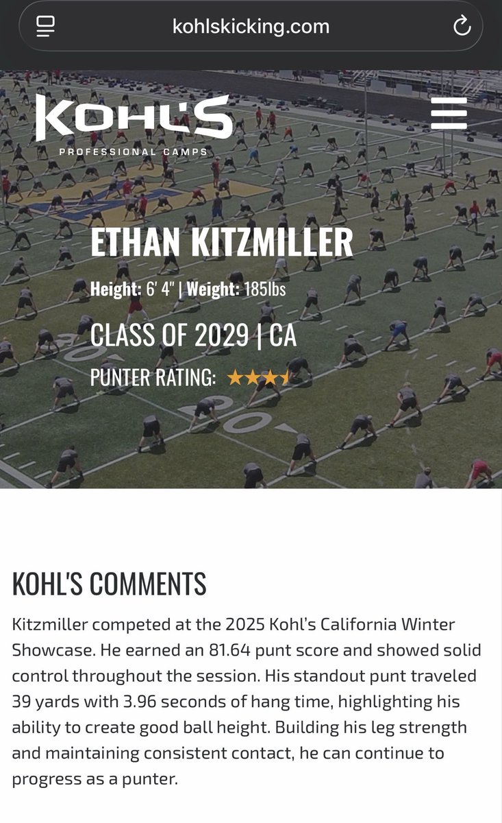 e_kitz2029's tweet photo. Rankings from @KohlsKicking .  Excited to get better. https://t.co/cfHfdaFVyB