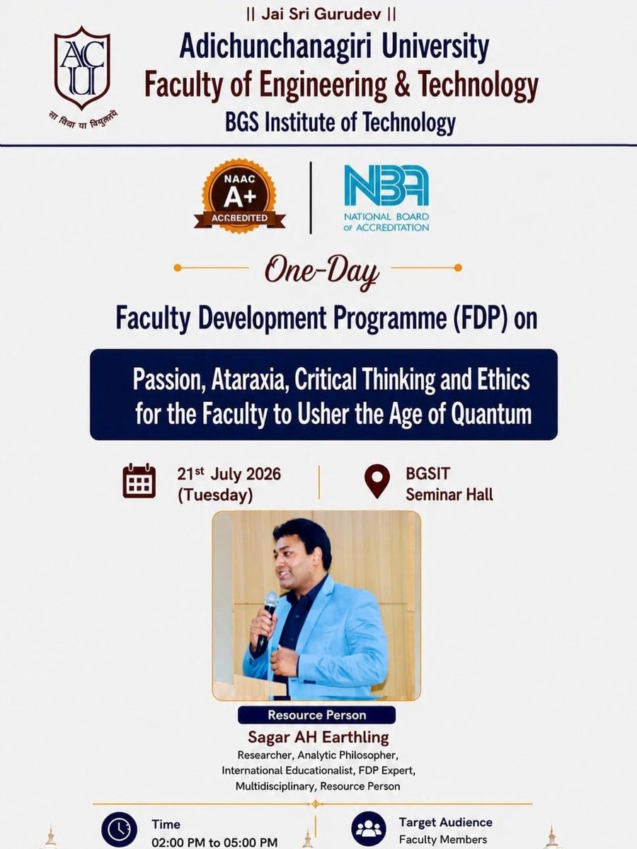SagarEarthling's tweet photo. #adichunchanagiriuniversity #bgsit #bgs #research #ResearchSymposium #quantumphysics #quantumthinking #mysore #mysuru #AI #machine #deeplearning #education #Educational #educationforall #Healthcare #HealthcareInnovation #ias #teaching #teachingmethods https://t.co/kT2YPbnuBQ