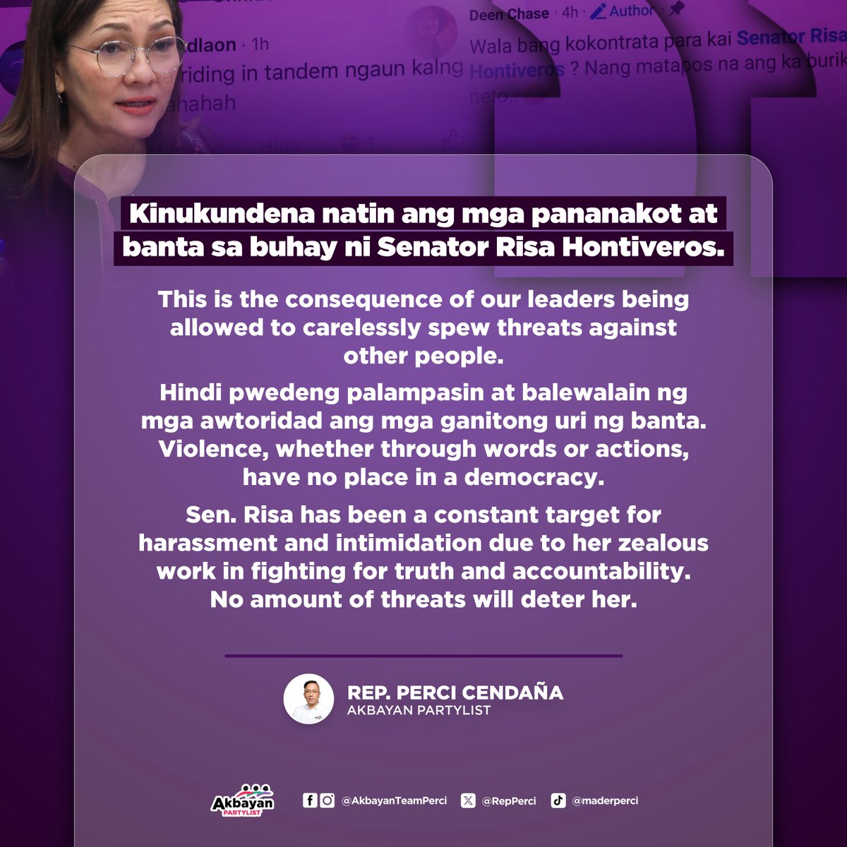 Rep. Perci Cendaña tweet media