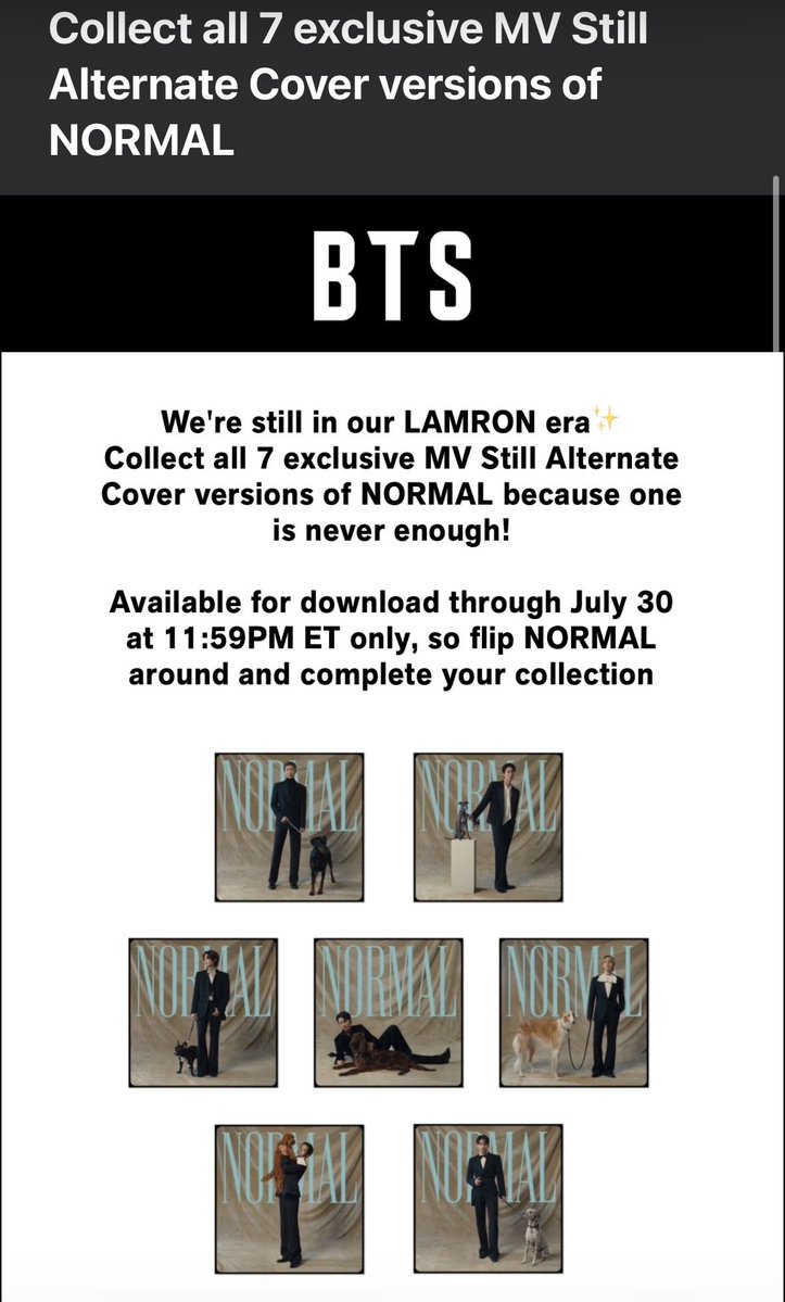 librakosmos's tweet photo. Check your emails from the BTS store! WE GOT NEW NORMAL COVERS FOR WEEK 2! The big account says BUY! 🔥

🔗 https://t.co/vJxSYtWsU6 https://t.co/SvTybuKXdC