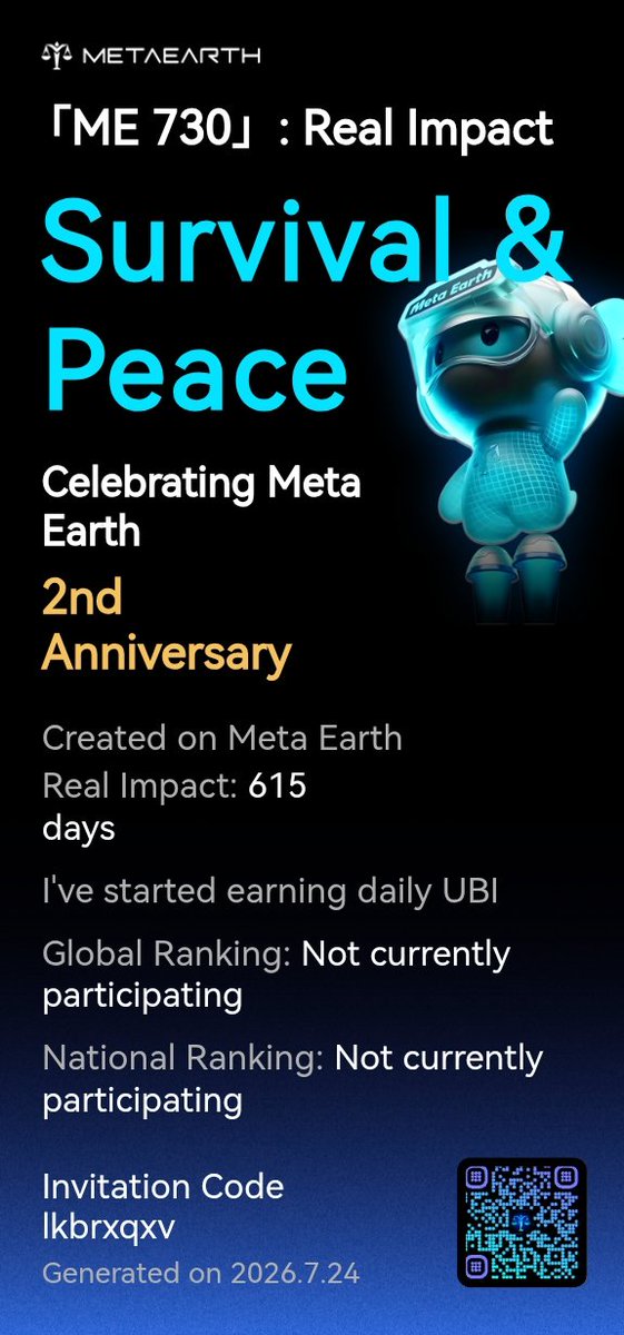 abbansali's tweet photo. 「ME 730」: Real Impact I’ve started earning daily unconditional basic Income and helping more people do the same. Create your impact with us and win up to $20,000 in rewards! Join here:... Read more:
https://t.co/3Dnkf90kns https://t.co/sHXHuJkaN3