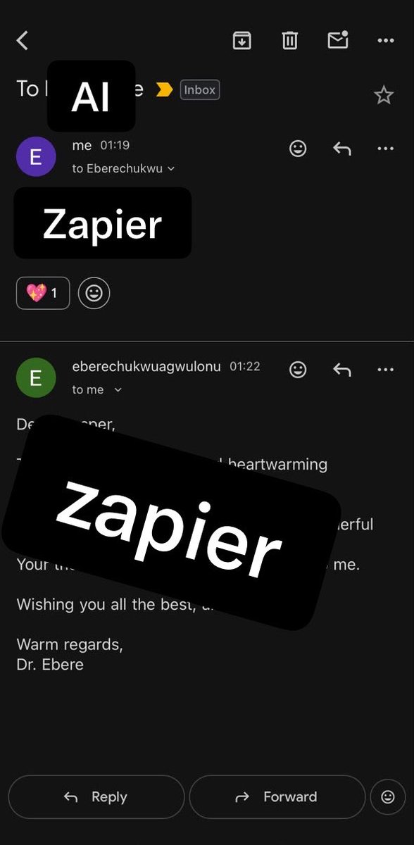 Ebbbyy_A's tweet photo. I created an AI-generated automated email response. This zap is up and running!
@TechSphereAcad #LearningwithTS https://t.co/d7JPjp9hr3
