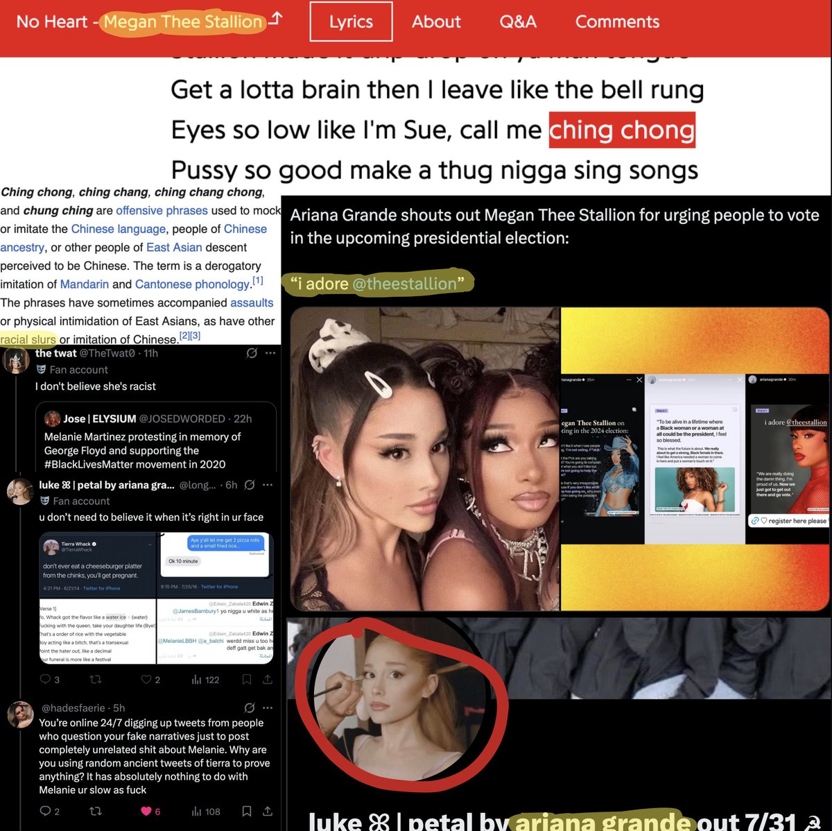 hxtecupcakes's tweet photo. "melanie martinez collaborated with tierra whack &amp; her abusive ex-boyfriend used the n-word in a tweet, so that means she's a racist!" really doesn't work coming from an ariana grande stan account

im not calling ariana racist, but by @longevityari's logic (im blocked), she is https://t.co/BM23EzJAsP