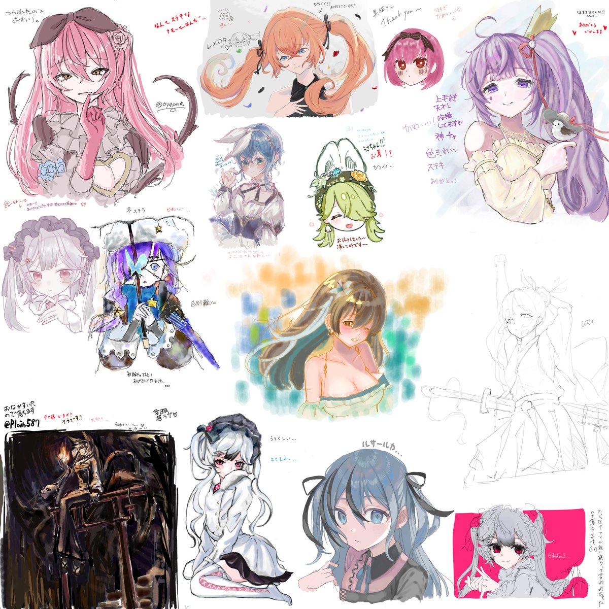 Kuro_Neco35's tweet photo. 本日は絵チャにご参加いただき、誠にありがとうございました！
今回もたくさんの絵描きさんによる素敵なイラストを見ることができ、とてもうれしかったです！
また開催する予定ですので、ぜひ次回もお気軽にご参加ください(*^^*) https://t.co/bi6LGb49Tz