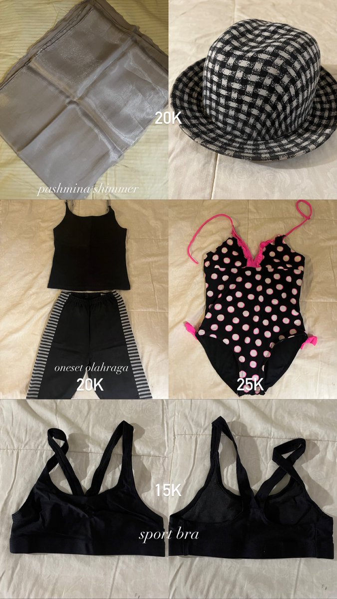 lovedbybrin's tweet photo. hi guys mau tawarin under 25k nih 😸
ada sport bra &amp; bra &amp; topi &amp; pashmina &amp; bikini &amp; oneset olahraga &amp; tube top

📍 bandung
co bye shopee udah gratis ongkir &amp; bisa cod &amp; splitpay

. wts wtb tawarin https://t.co/Hu2DE4w2FT