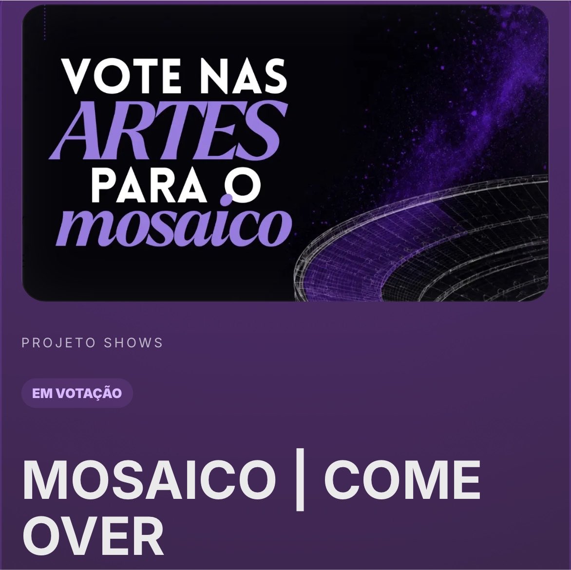 youthorie's tweet photo. galera, vocês estão ligadas no projeto do MOSAICO organizado pela @ComeOverBrasil, né? 💜

pra quem ainda não viu, a VOTAÇÃO FINAL para escolher a frase já está acontecendo❕

na hora de votar, não levem em consideração apenas a frase mais bonita, mas também em todo o trabalho que existe por trás para que ela aconteça da melhor forma possível no show.

o mais importante é que o mosaico fique organizado e legível para que os meninos consigam ver e viver esse momento junto com a gente. então, votem com isso em mente: 
🔗 https://t.co/4oOVKlTlrQ
