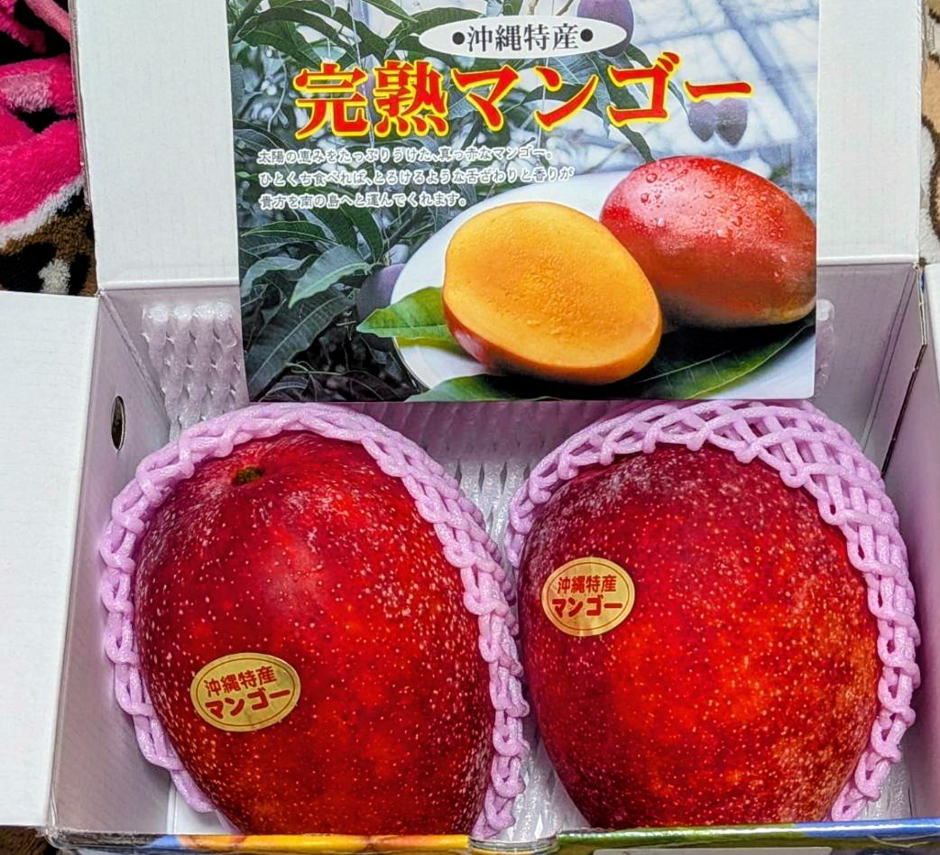 712Muku's tweet photo. まりちゃん　マンゴー届きました。ありがとうございます。我が家の今年の夏No.1の出来事です。孫達も大喜びです。🤤🎉　#LOOPCHILD　　#しばのまりこ　#つながるーぷ　#沖縄　#マンゴー　#Nack5  #glm写真館  #Nack5 https://t.co/617NFw3NBN