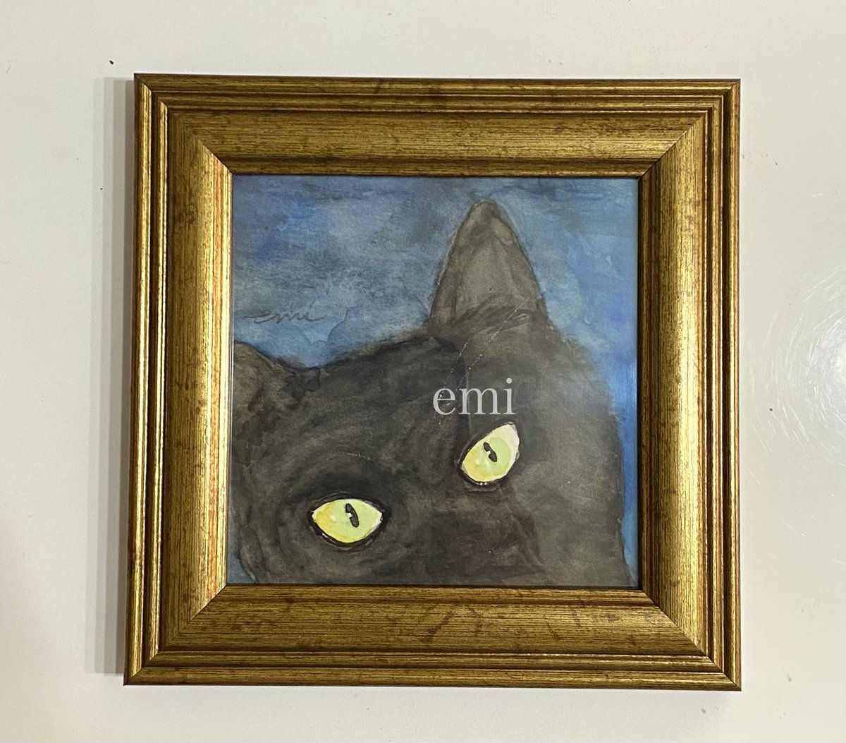 今日の絵もハロウィン展用の黒猫🐈‍⬛ (約90mmx90mm)絵のサイズ ※画像