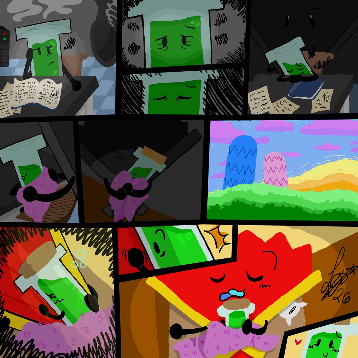 EeveeSilver's tweet photo. First time making a comic in years. I actually liked the result... This is from an AU I have in mind. #inanimateinsanity #fantube #fan #testtube https://t.co/BtX3VmUHQN