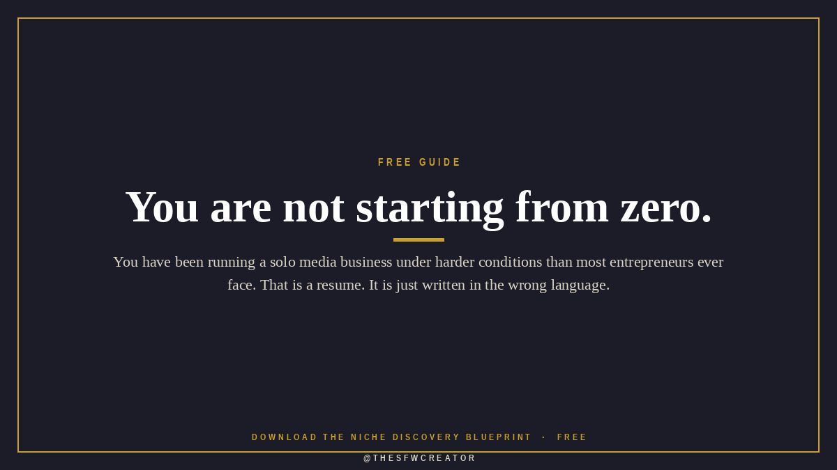 SFWCreatorHub's tweet photo. You are not starting from zero.  If you've built an audience, run a subscription, handled refunds and trolls, protected your privacy, and rebuilt after a deplatforming — that's business experience. Real, and transferable.  It just needs translating. More in the reply. https://t.co/Nv3WKYVC3G