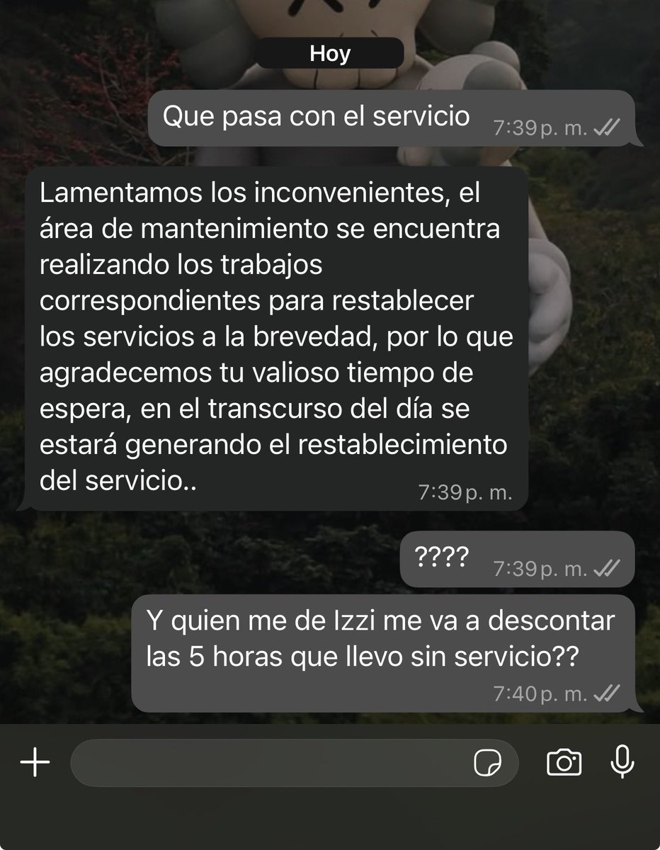 Humbertwit1's tweet photo. @ayudaizzi @izzi_mx @AtencionProfeco @profeco de verdad necesito respuesta de quien me va a reponer las 5 horas que estuve sin servicio. https://t.co/1mOTWyDuU0