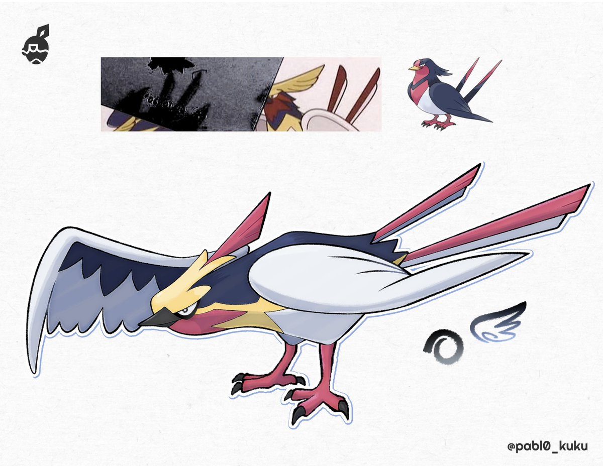 pabl0_kuku's tweet photo. For now, I decided to draw Swellow leaked scrapped evolution 🪶
Tweaked it a bit so it fits its evolutionary line better, cause I mean, it was scrapped for a reason lol https://t.co/pWtEJ7ubTp