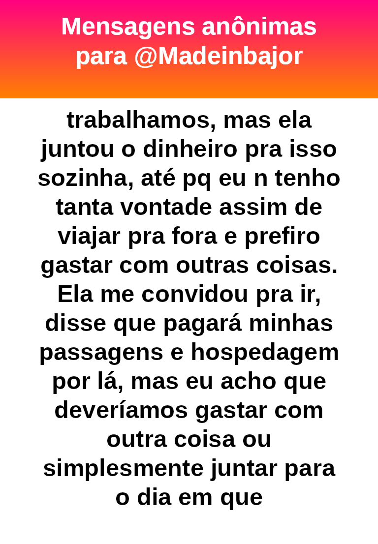 madeinbajor's tweet photo. #bajo43464
🛫❤️ VIAGEM DE CASAL |
Sim, vc está errado. 
É o sonho dela. Ela juntou o dinheiro sem depender de vc e vc tá menosprezando. 
No lugar dela eu iria sem vc e ela ainda teve a simpatia de te convidar. https://t.co/T3EiZracDy
