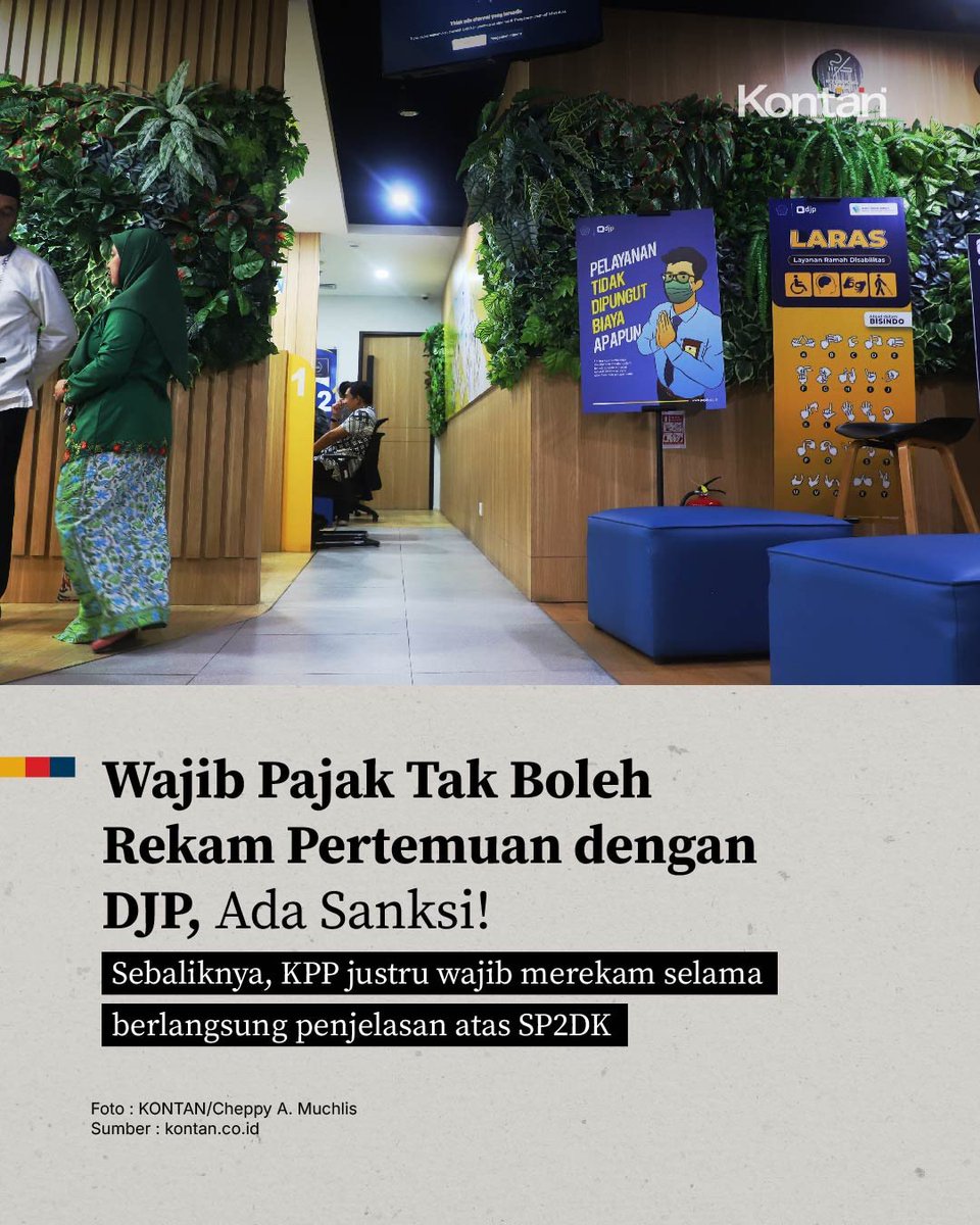 KontanNews's tweet photo. DJP boleh merekam proses pembahasan SP2DK secara daring. Tapi wajib pajak, wakil, kuasa, maupun pegawai justru dilarang merekam, menyimpan, atau menyebarluaskan rekaman.

#KontanNews #DJP #Pajak #WajibPajak #SP2DK
‌ https://t.co/X1sPMyAQiq