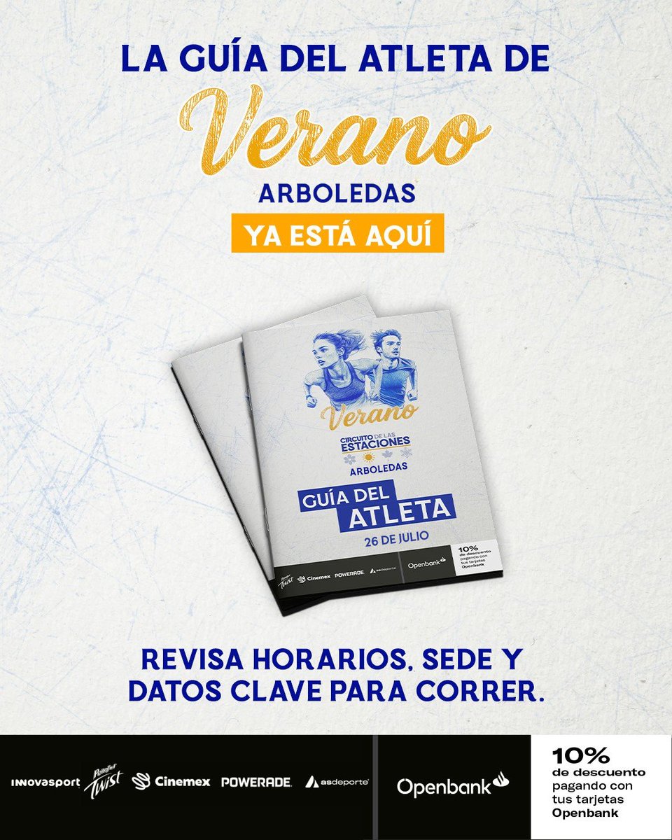 asdeporte's tweet photo. Todo lo que necesitas para correr está en un solo lugar. 📘🏃

La Guía del Atleta de #CircuitoDeLasEstaciones #Verano Arboledas Peñafiel Twist CDMX 2026 ya está disponible.

Revísala antes del evento para conocer horarios, sede, ruta y toda la información importante para disfrutar tu carrera. 🔗 https://t.co/gkGrm1yqos

¡Nos vemos este 26 de julio! ☀️