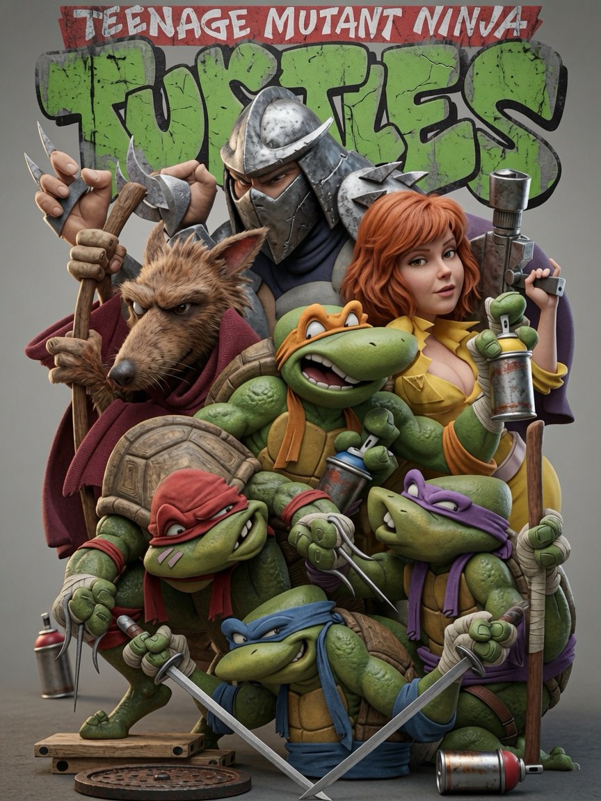 NinjaTurtleLair's tweet photo. AI fucked the Turtles all up. 🤣 https://t.co/fQnzIFrA5n