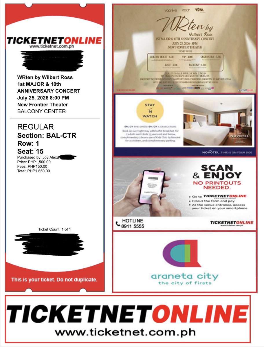https_leksii's tweet photo. wts lfb 
WRten by Wilbert Ross 1st Major and 10th Anniversary Concert

(1) Balcony Center Row 1 Seat 15
SRP
RFS: Conflict sched and nilagnat 

Let’s transact sa main acc ko sa fb or ig for your peace of mind.
Bilhin niyo na. Sure buyer pls kasi sure seller po ako. https://t.co/6zK89P2UFa