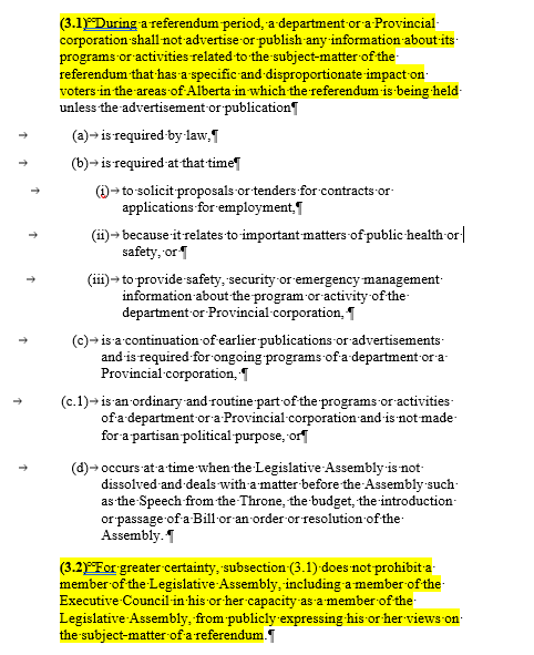 ikwilson's tweet photo. @RebelNewsOnline @CoryBMorgan Importantly, neither the Premier nor any other MLA can use the resources of the Alberta Government nor taxpayer funds to campaign for a side in the referendum: https://t.co/M8GRF5ZZ0M