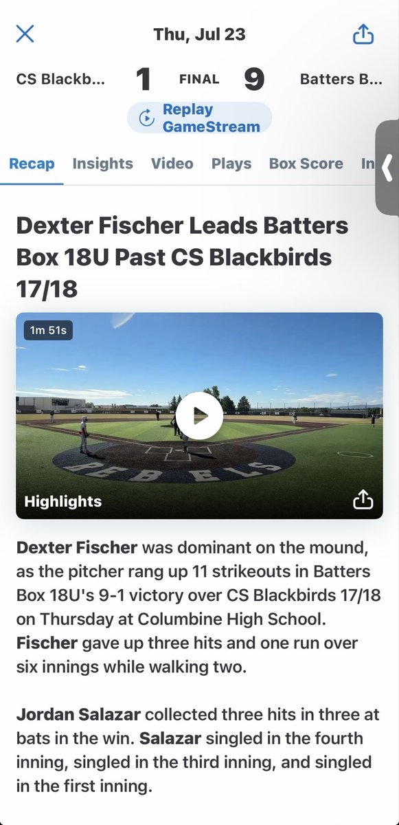 DexterFischer96's tweet photo. Although the summer season with @CatalystBA1 ended with a championship last Sunday, I was blessed with a bonus start for my old team. The defense played great, bats were hot, and I was able to put together another solid start. So happy for the opportunity! @EliPacheco21 https://t.co/ATvO3okOzo