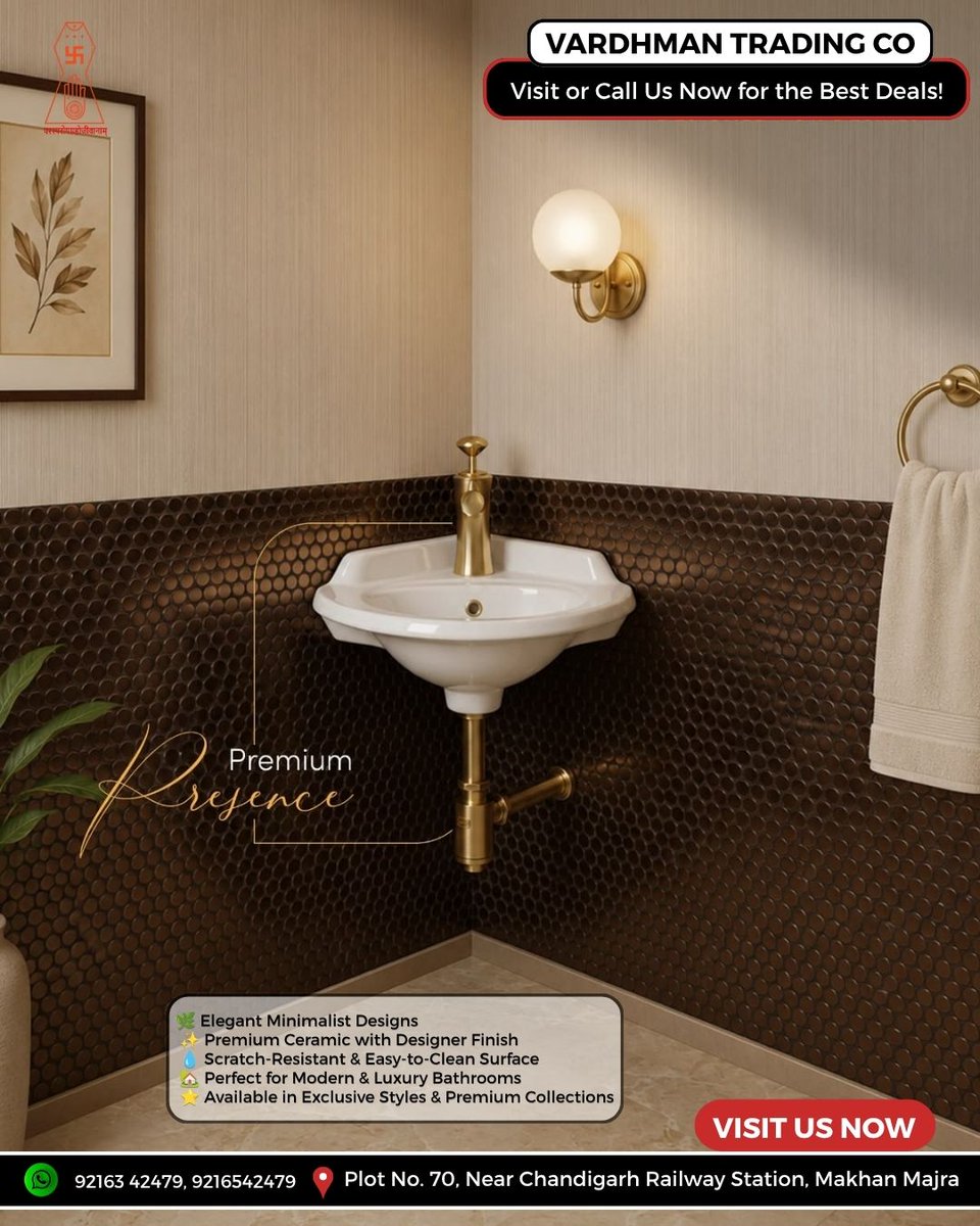 vardhmanCoChd's tweet photo. ✨ Premium Wall Hung Wash Basin Collection | Vardhman Trading Co., Chandigarh
Upgrade your bathroom with the perfect blend of elegance and functionality. Our Premium Wall Hung Wash Basin Collection is crafted to enhance modern interiors with timeless design, superior durability https://t.co/bBFp2MOxL2