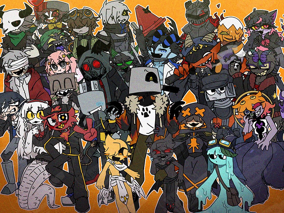 Nabe_Zoko21's tweet photo. 今いるオリキャラの立ち絵全部集めて固めた(？)
なんかこう見ると服装に黒入ってる率高 https://t.co/ODgqxBDXbq
