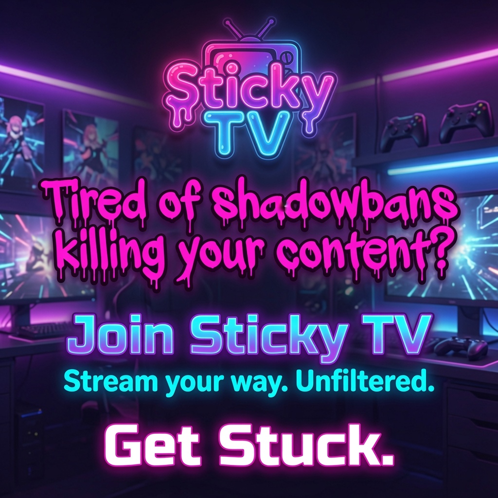 sticky_tv_amb's tweet photo. Join Sticky TV on Sticky Cams and go live your way — no shadowbans, no word filters, no community standards holding you back.
Gamers, talkers, educators &amp; more welcome.
Unfiltered. Unrestricted. Yours.
#StickyTV #NoShadowban #LiveGaming #CreatorFreedom #StickyCams https://t.co/9VNbi28Q3B