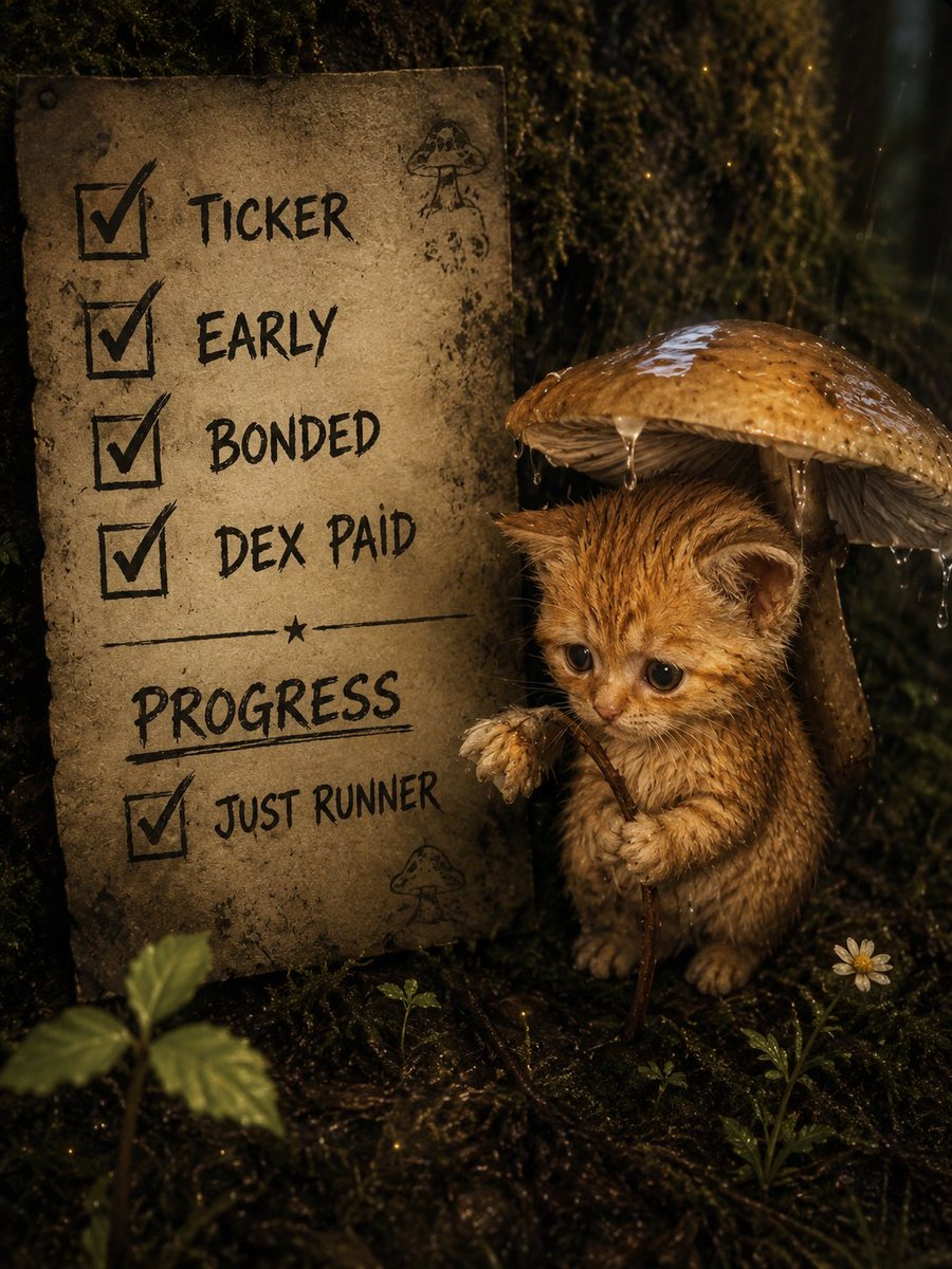 CareWesh's tweet photo. ✅ Ticker
✅ Early
✅ Bonded
✅ DEX Paid

Progress:
☑️ Just Runner.

When things seem bleak, Meowshroom doesn't look for another checklist.
The only thing left to do is keep running. 🍄🐈

CA: D4Dnfk8YNRhGN4fLTSnWQc9TVnFupkKJwhz98kn6pump https://t.co/lgPBoc34c9