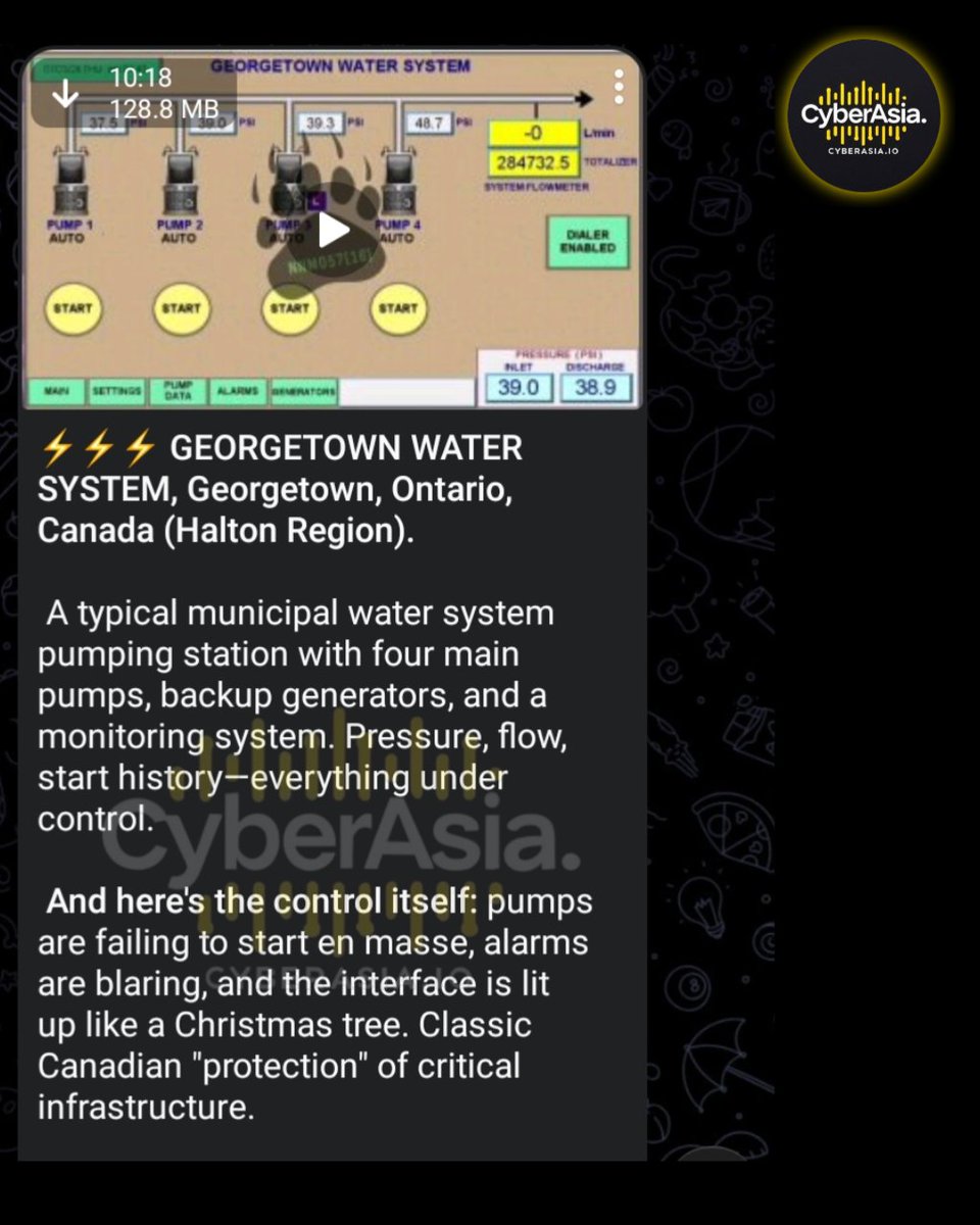 cyberasia_io's tweet photo. 🚨 Canada Alert 🇨🇦
 
Hacker group #NoName057(16) has claimed responsibility for a SCADA/industrial control system attack targeting the Georgetown Water System in Ontario, #Canada, under its #OpCanada campaign.

#SCADAAttack #CriticalInfrastructure #WaterSystemSecurity https://t.co/qSDtB89N7q
