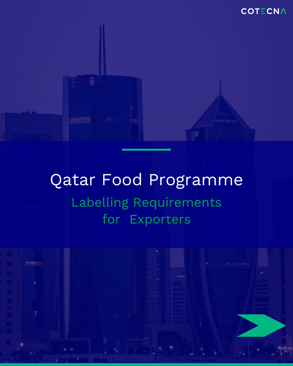 CotecnaME's tweet photo. Exporting food to Qatar? 🇶🇦 

Small labelling errors can mean costly delays, border rejections, or penalties. Get it right the first time with Cotecna’s expert label reviews and certification support. 

Ready to export? Contact us: https://t.co/F1Z5dlGrJF https://t.co/Db0qs0mLY4