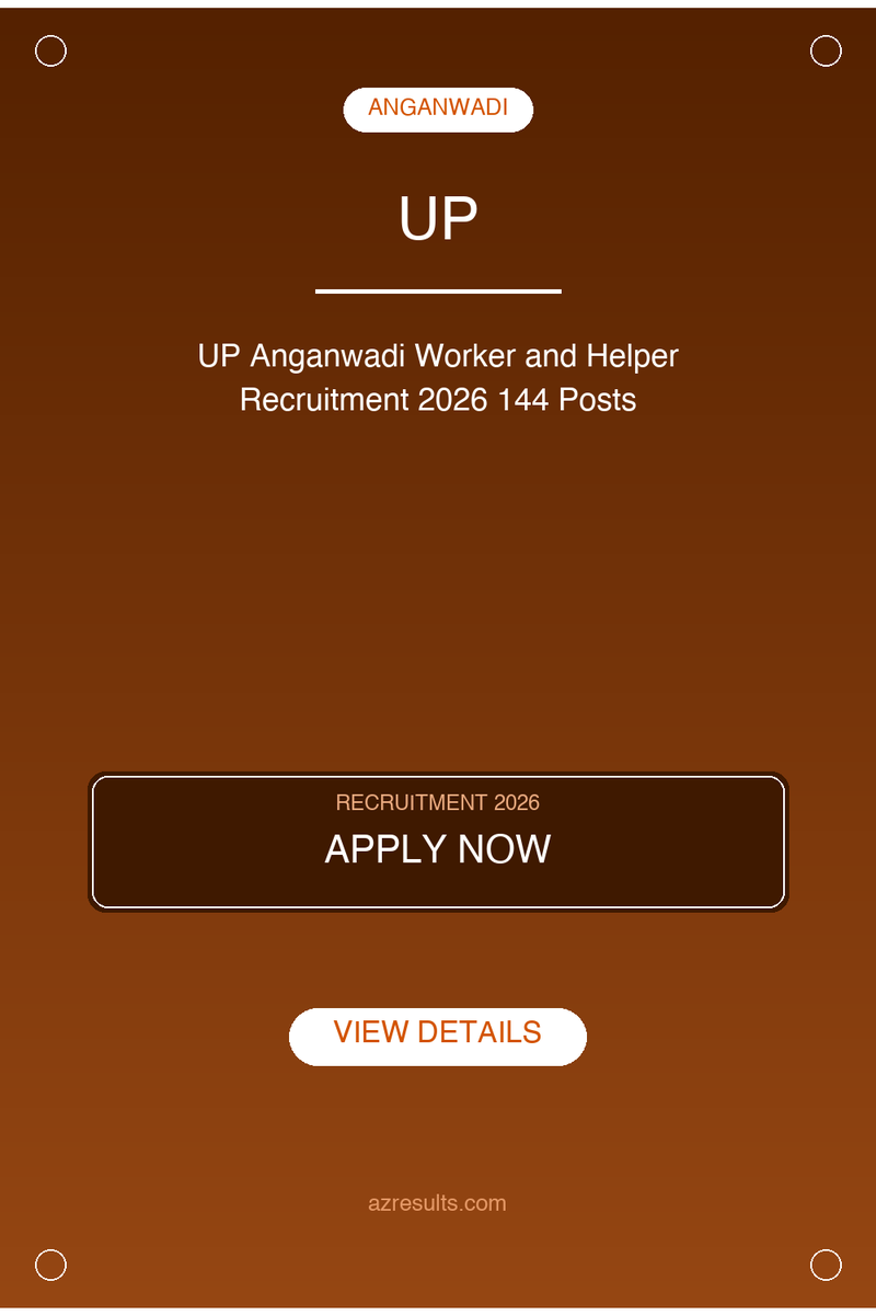 AZResults's tweet photo. UP Anganwadi Worker and Helper Recruitment 2026 144 Posts - Apply now! Check eligibility &amp; last date. #anganwadi #worker #GovtJobs #Recruitment2026 https://t.co/vbMf5TZbJ5 https://t.co/NFOdtwCJVW